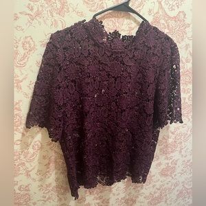 Lace Sheer Purple Blouse